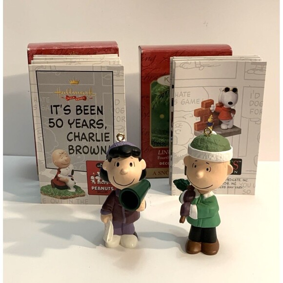 Hallmark Keepsake Ornamet A Snoopy Christmas Lucy And Linus Set Of 2 - Picture 10 of 10